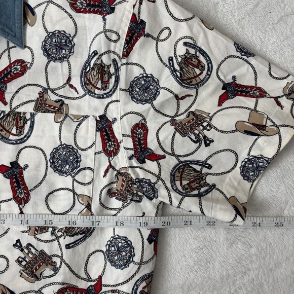 Wrangler Shirt Womens Size Small Western Wear Cowboy Boots Button Up Rodeo VTG - Picture 8 of 11